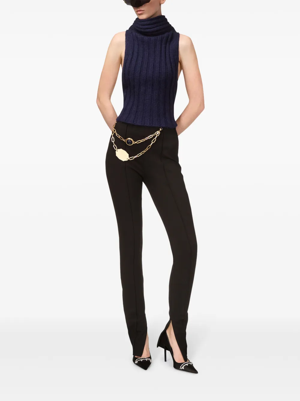 AREA Mouwloze top met gedraaide gebreide - Blauw