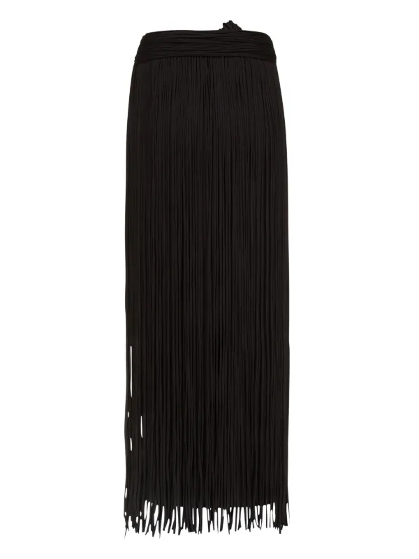 AREA Fringed Midi Skirt | Black | FARFETCH
