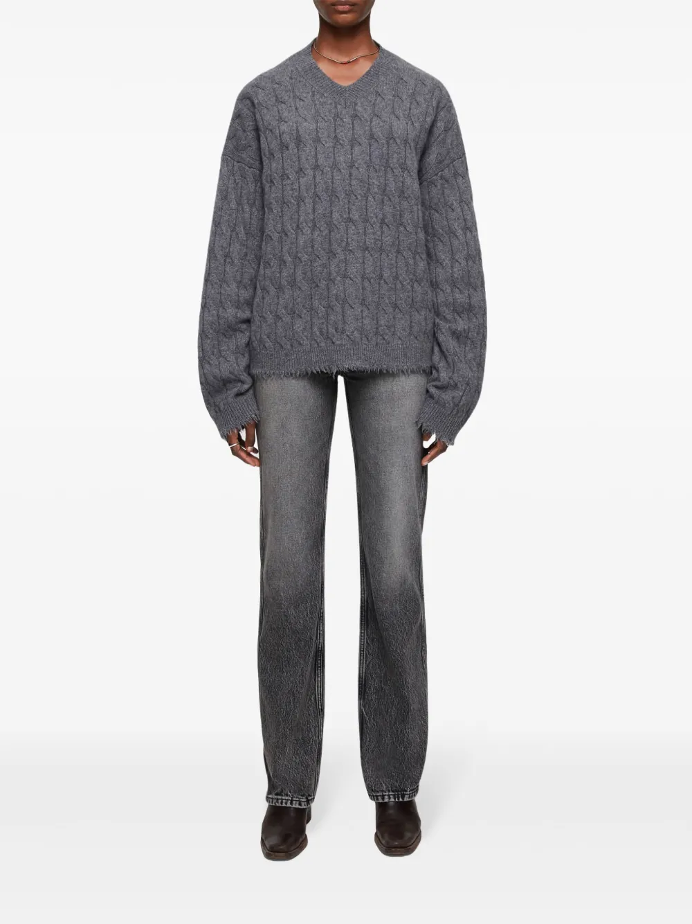 RE/DONE cable-knit cashmere jumper - Grijs