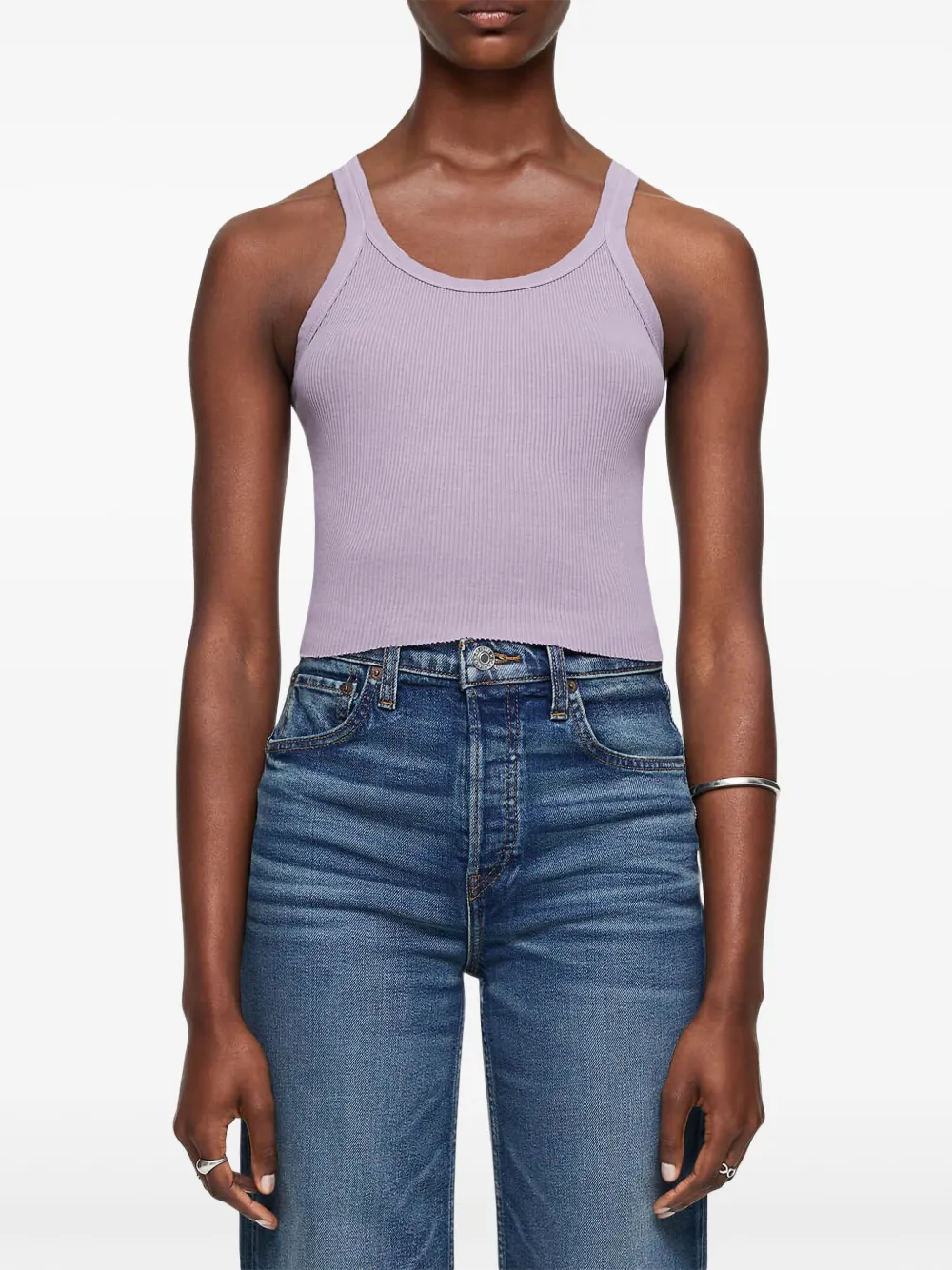 RE DONE x Hanes cropped geribbelde tanktop Paars