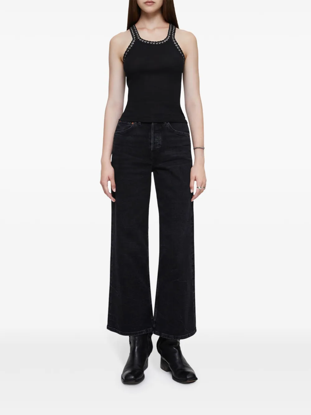 RE/DONE whipstitch ribbed tank top - Zwart