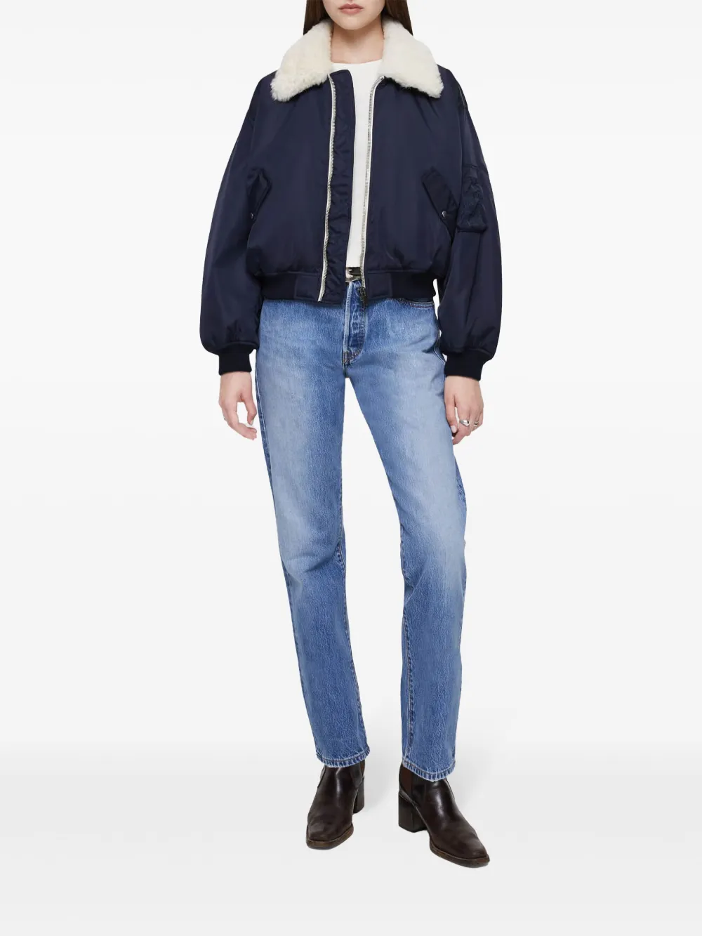 RE/DONE shrunken bomber jacket - Zwart