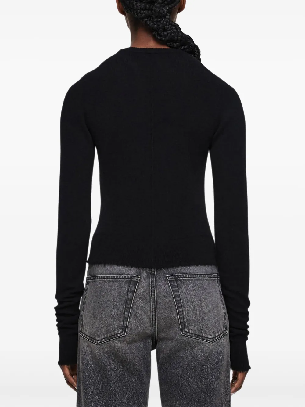 Re/done Crew-neck Cashmere Cardigan In Black