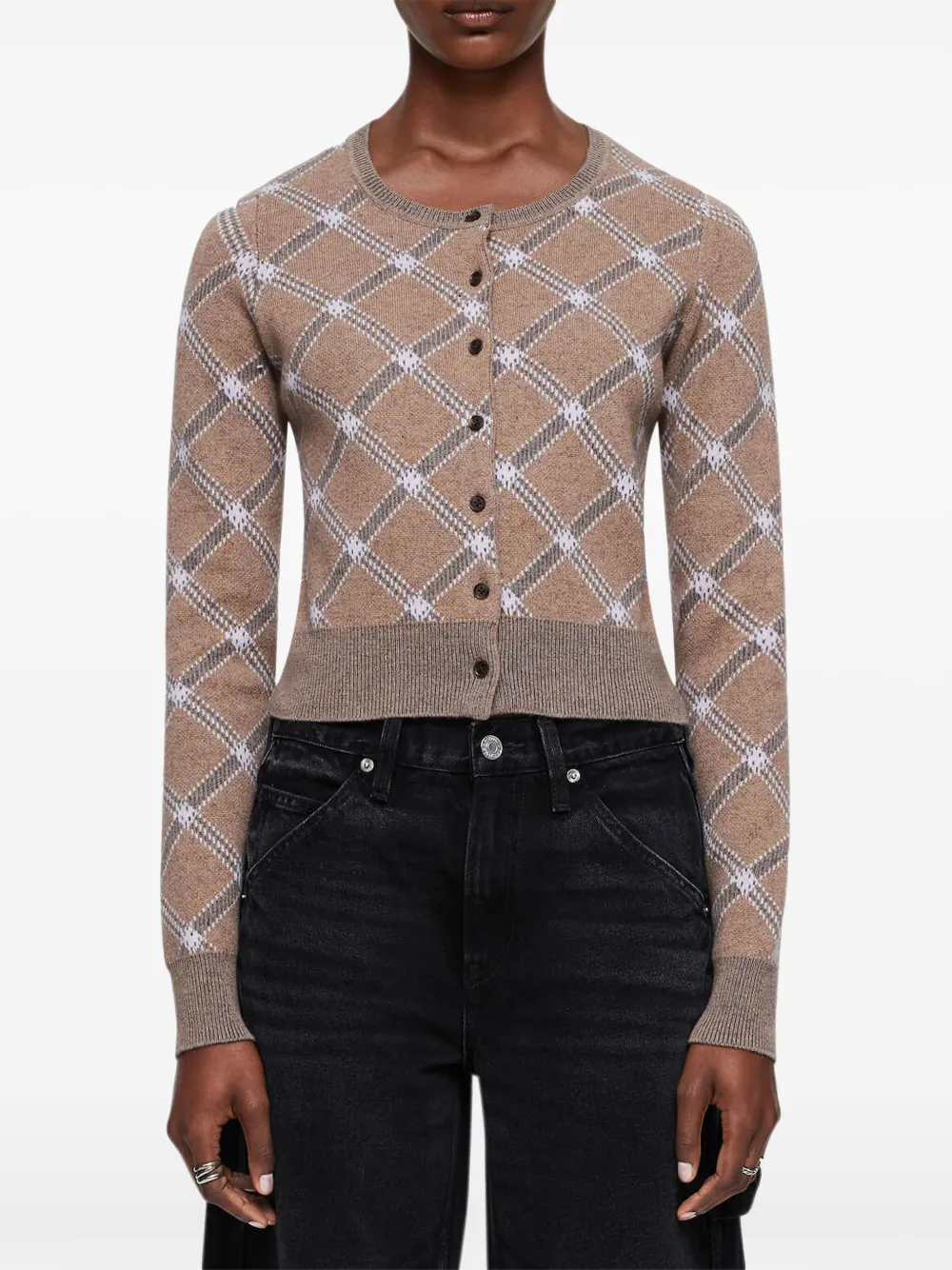 RE DONE Cropped vest met tartan ruit Beige