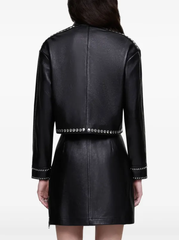 RE DONE stud embellished Biker Jacket Black FARFETCH AE