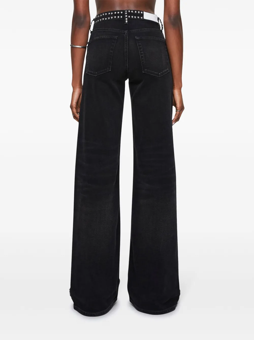 RE/DONE STUD-EMBELLISHED WIDE-LEG JEANS