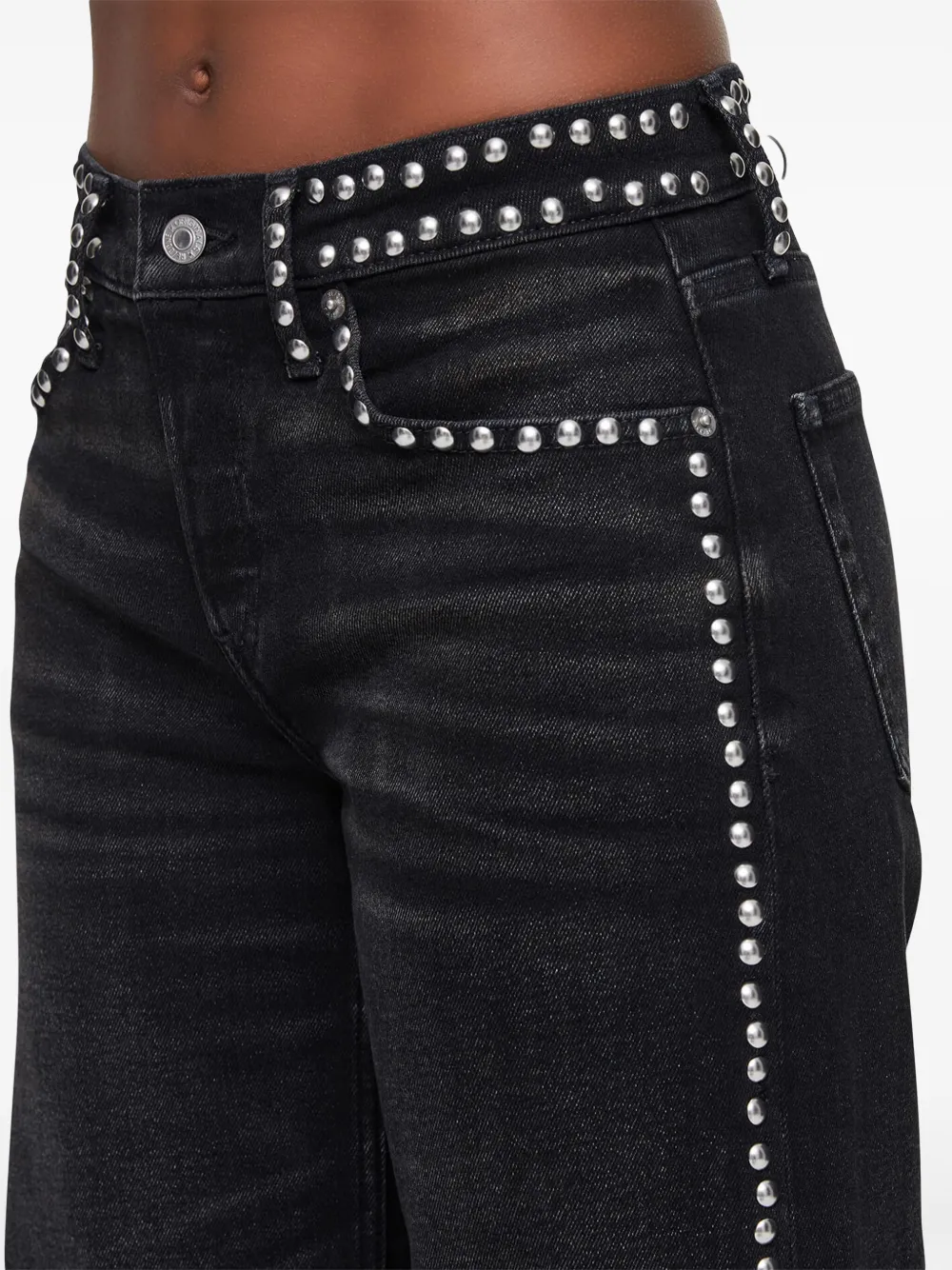 RE/DONE STUD-EMBELLISHED WIDE-LEG JEANS