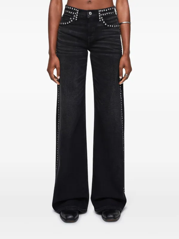RE/DONE stud-embellished wide-leg Jeans | Black | FARFETCH AO
