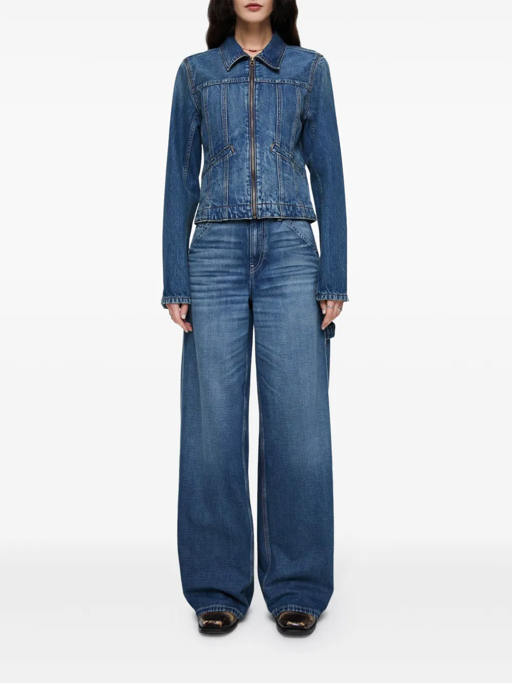 RE/DONE zip-up denim jacket - Blauw