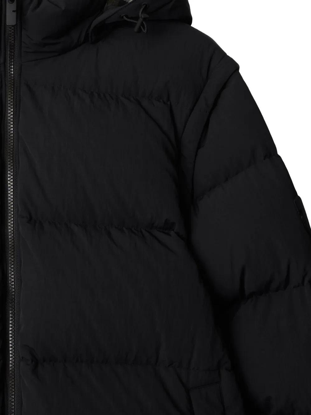 Shop Burberry Detachable-sleeve Padded Jacket In Black/snug Ip Check