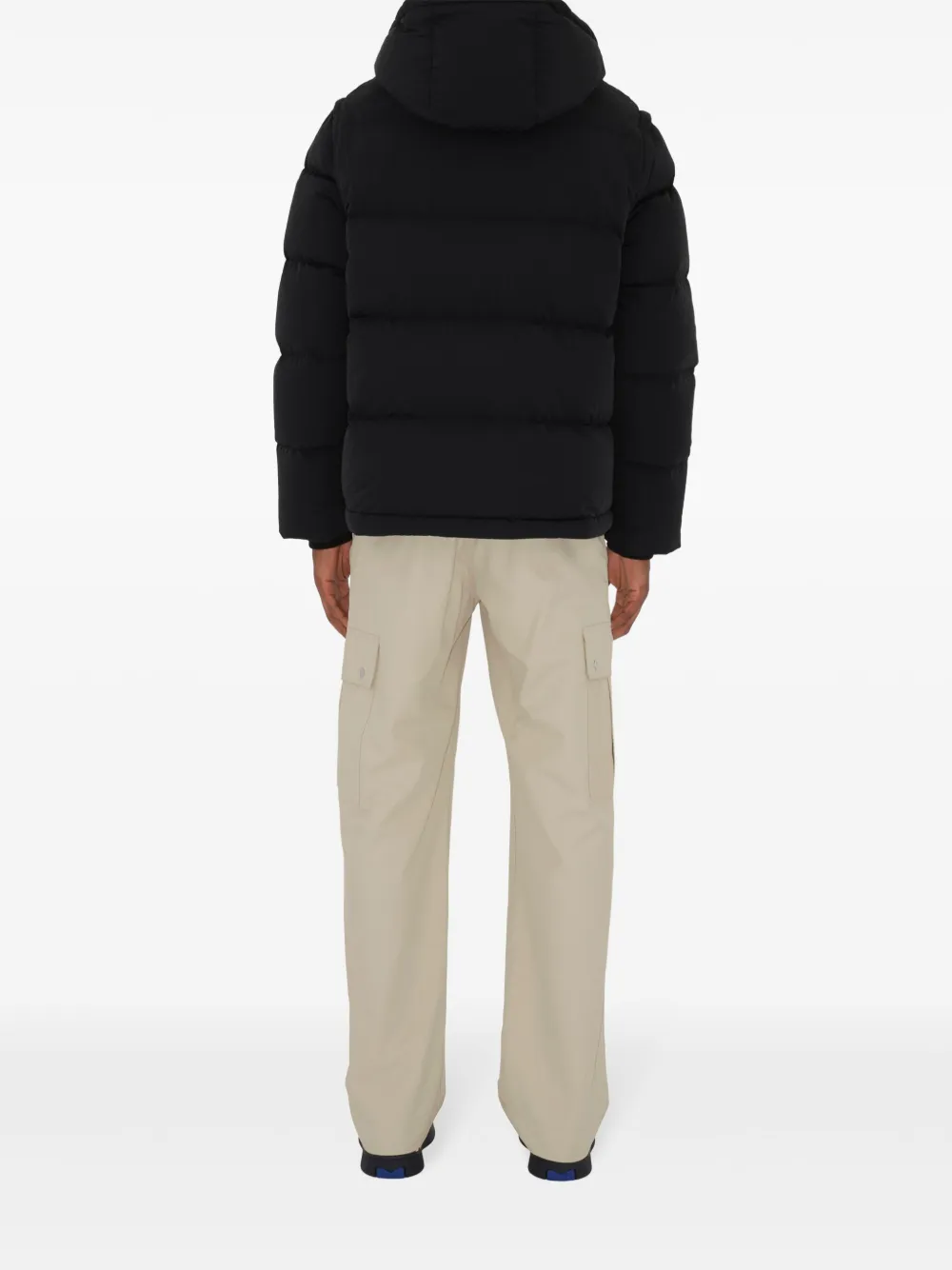 Shop Burberry Detachable-sleeve Padded Jacket In Black/snug Ip Check