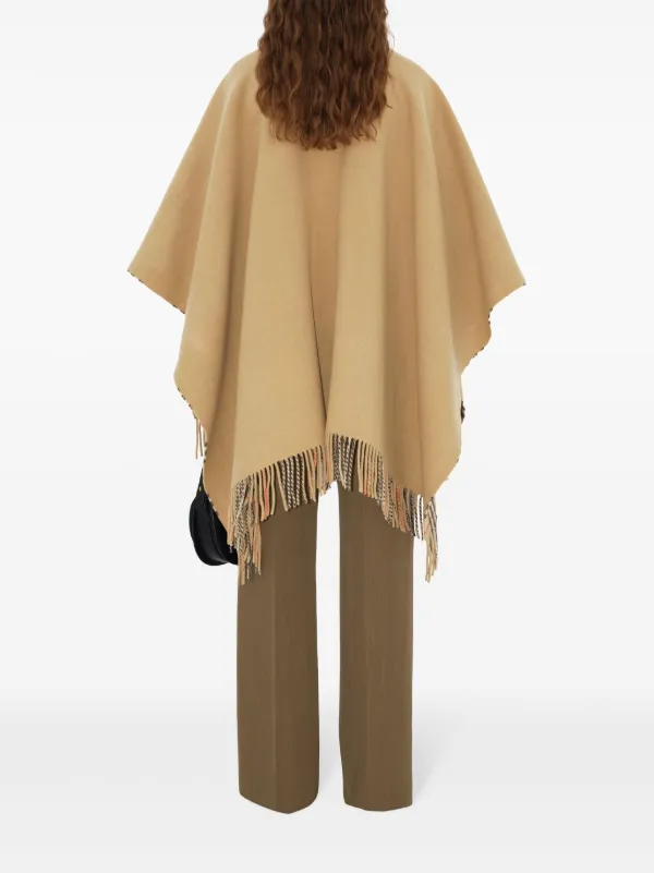 ポンチョ・ケープ BURBERRY BEIGE WOOL CAPE WITH CHECK PATTERN 835542FF-45BA-4FA7-BC2A-