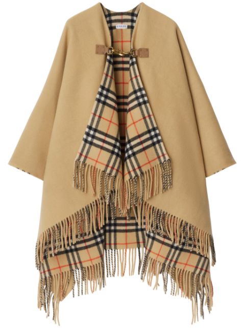 Burberry check-pattern wool cape Women