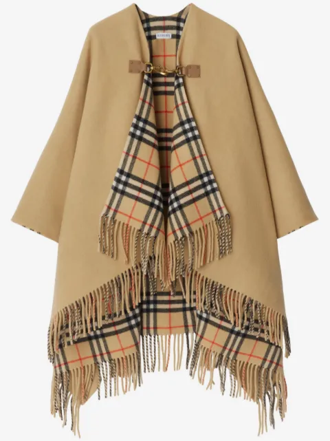 Burberry check-pattern wool cape