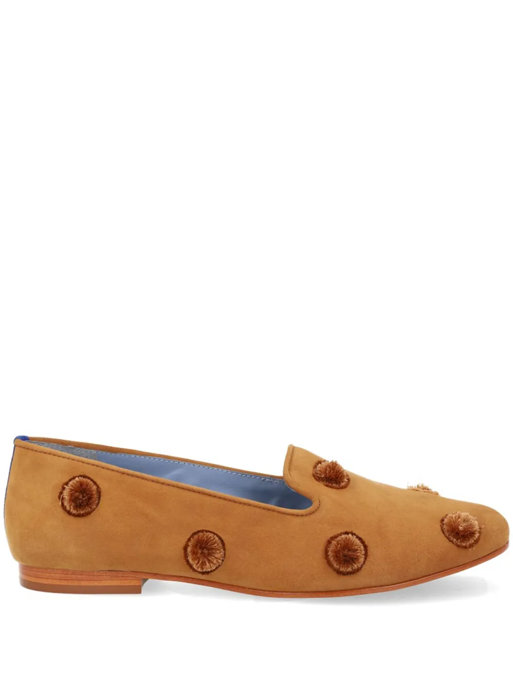Blue Bird Shoes Suède loafers verfraaid met pompon Bruin