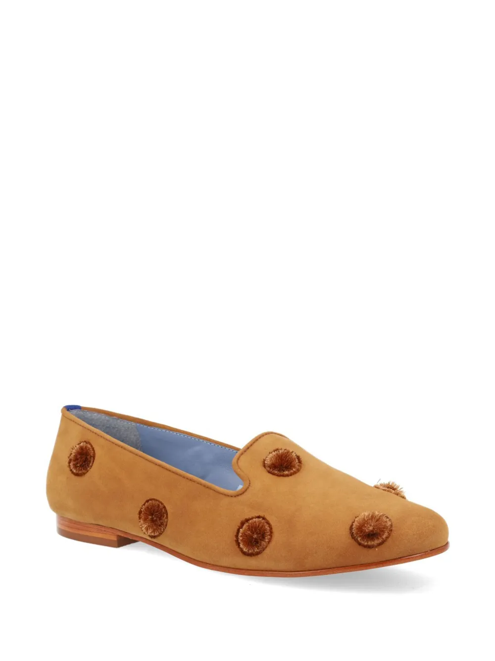 Blue Bird Shoes Suède loafers verfraaid met pompon - Bruin