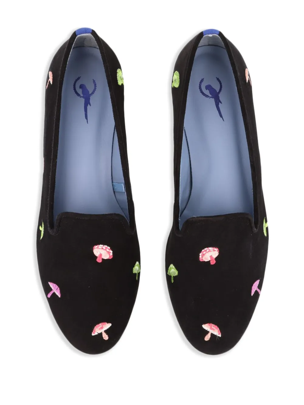 Blue Bird Shoes embroidered suede loafers Black