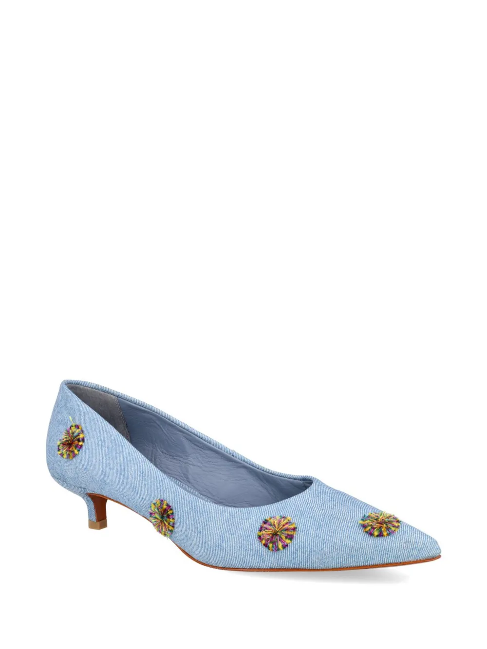 Blue Bird Shoes 30mm denim pumps met borduurwerk - Blauw