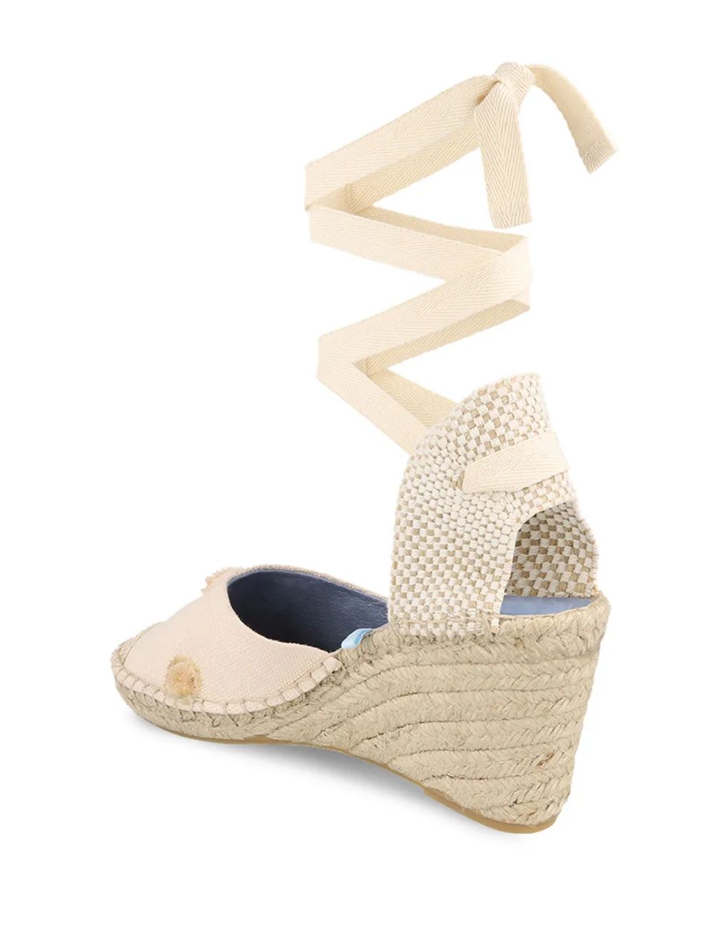 Blue Bird Shoes 90mm Anabela pompom espadrilles White