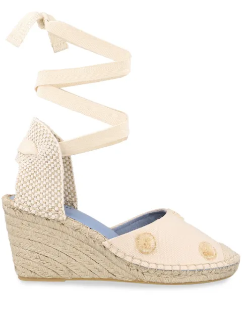 Blue Bird Shoes 90mm Anabela pompom espadrilles