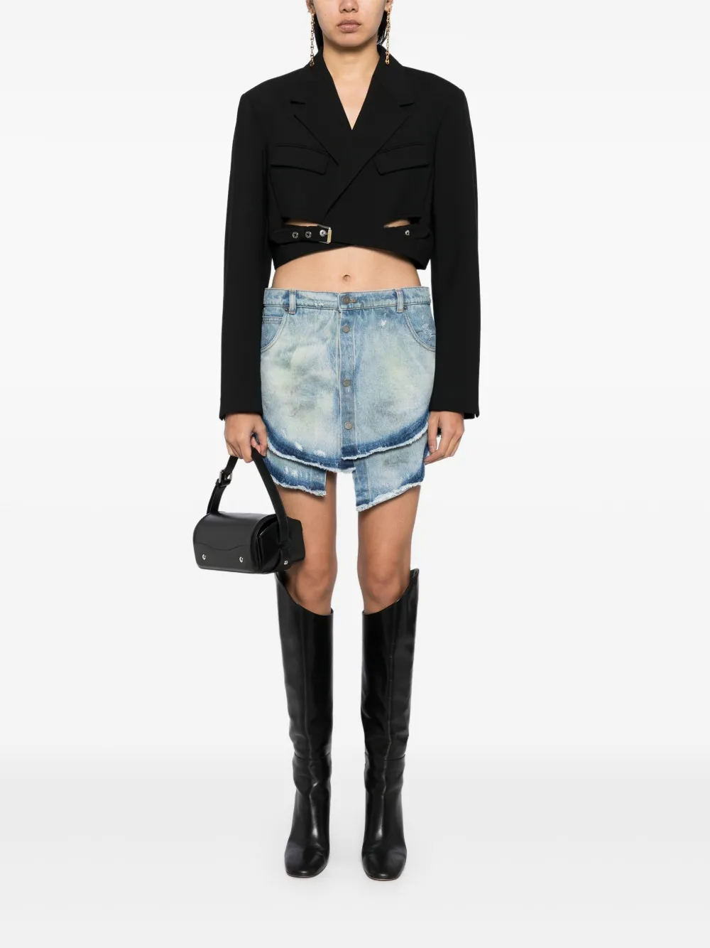 Egonlab Layered Denim Skirt In Blue