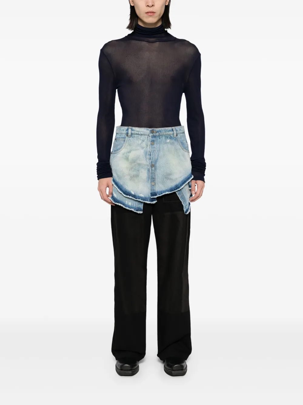 Egonlab Layered Denim Skirt In Blue