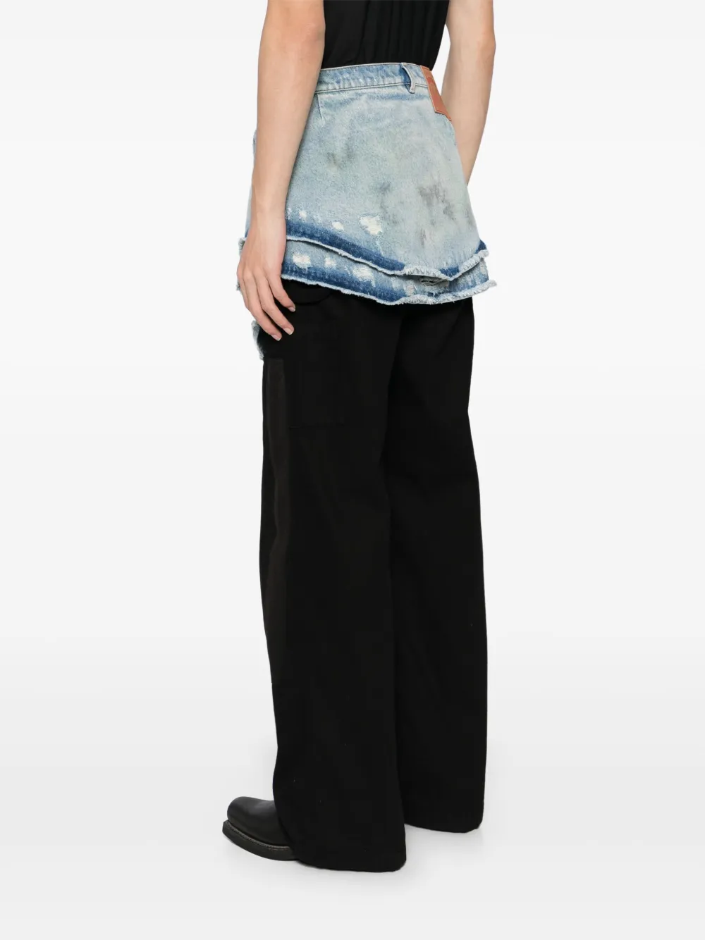 Egonlab Layered Denim Skirt In Blue