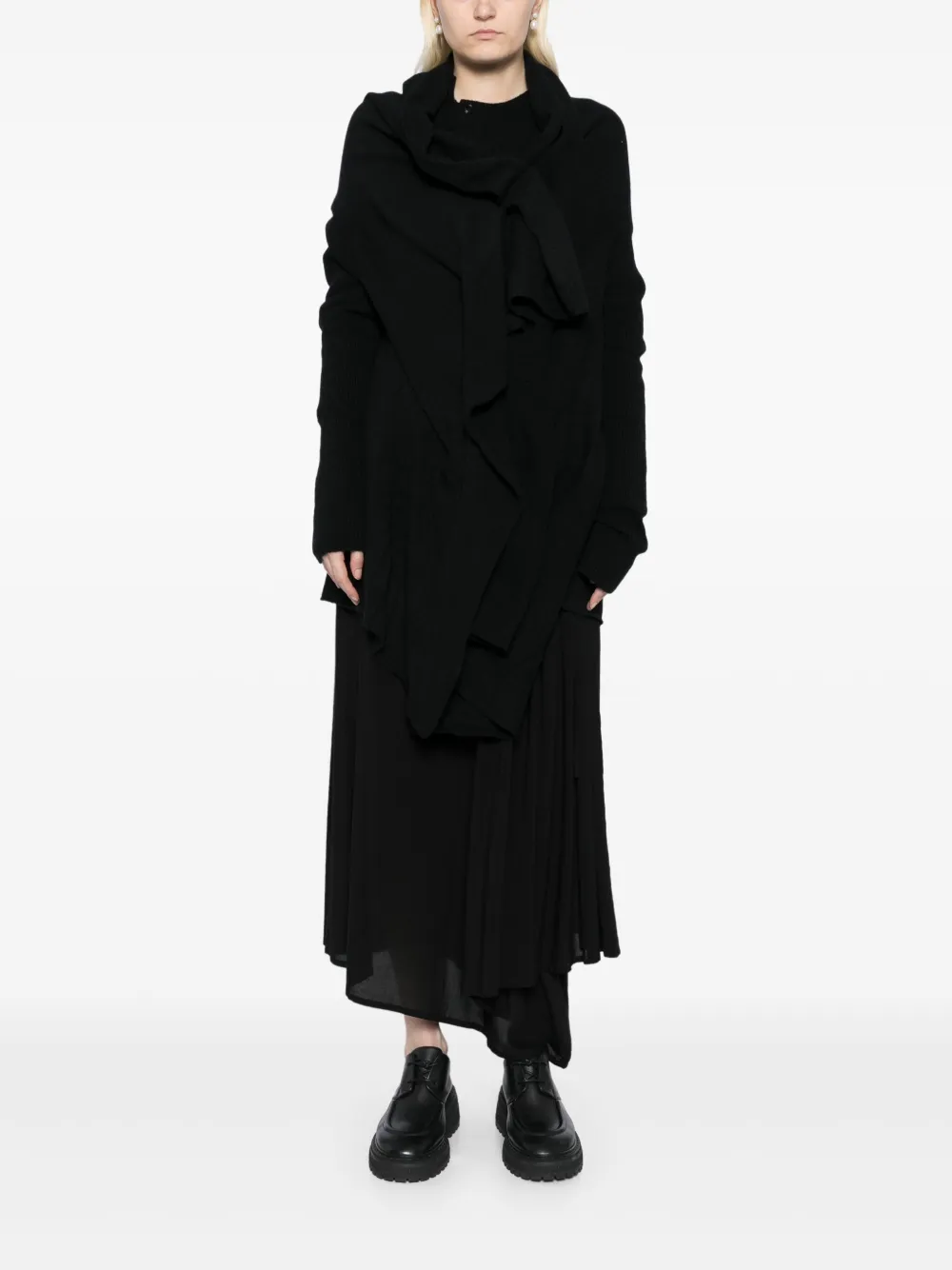 Yohji Yamamoto Asymmetrisch gedrapeerd vest - Zwart