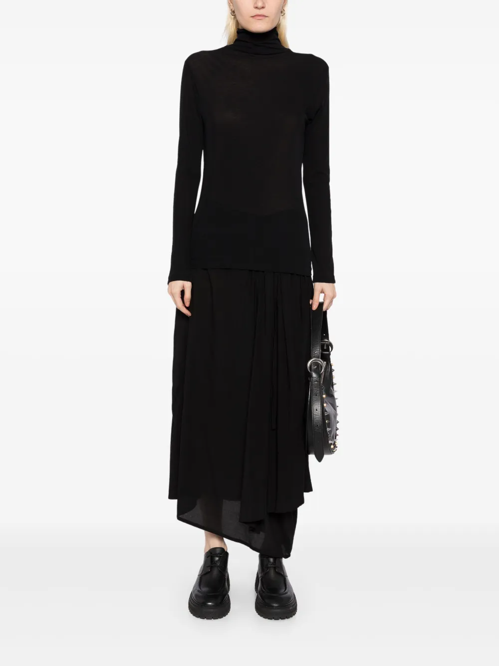Yohji Yamamoto Strong Twisted Smooth top met lange mouwen - Zwart