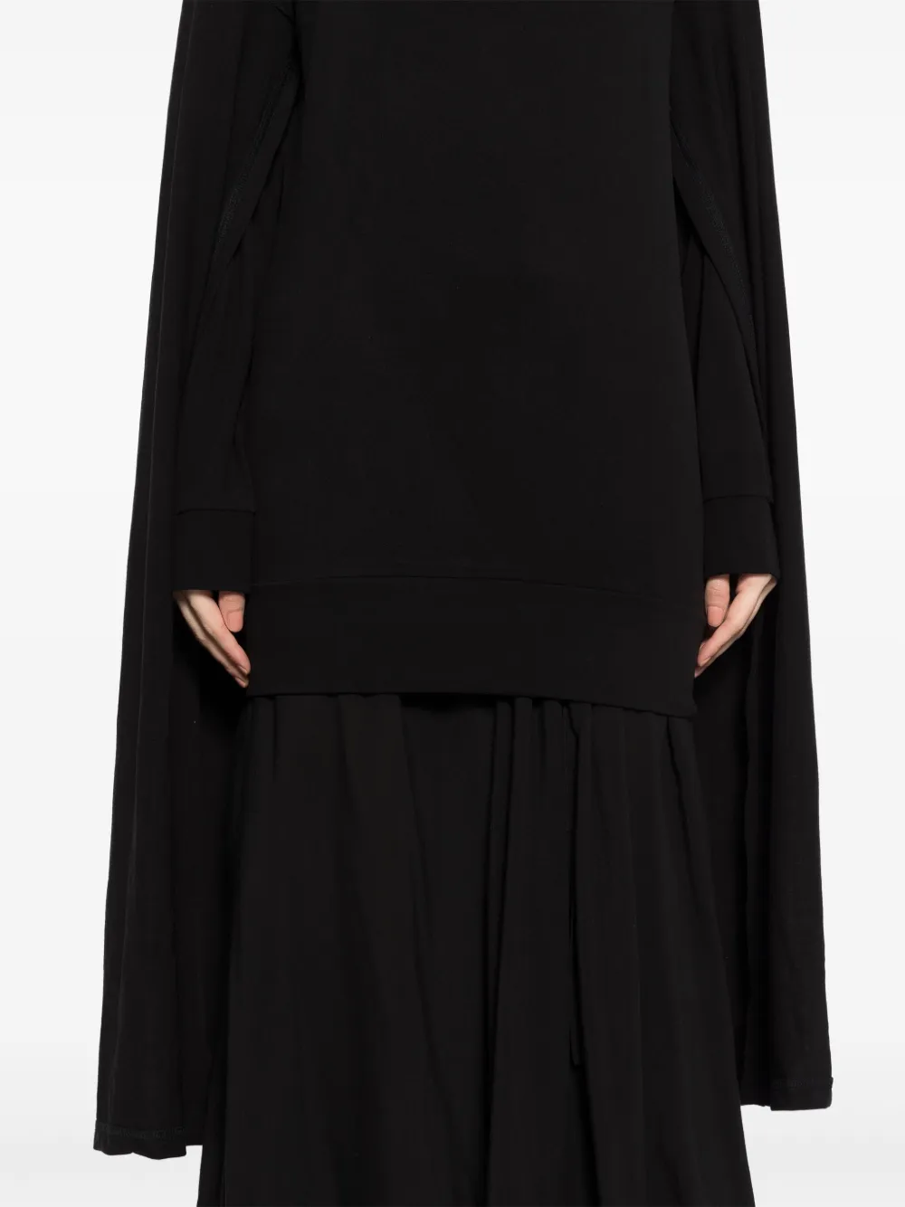 Yohji Yamamoto Top met gelaagde mouwen Zwart