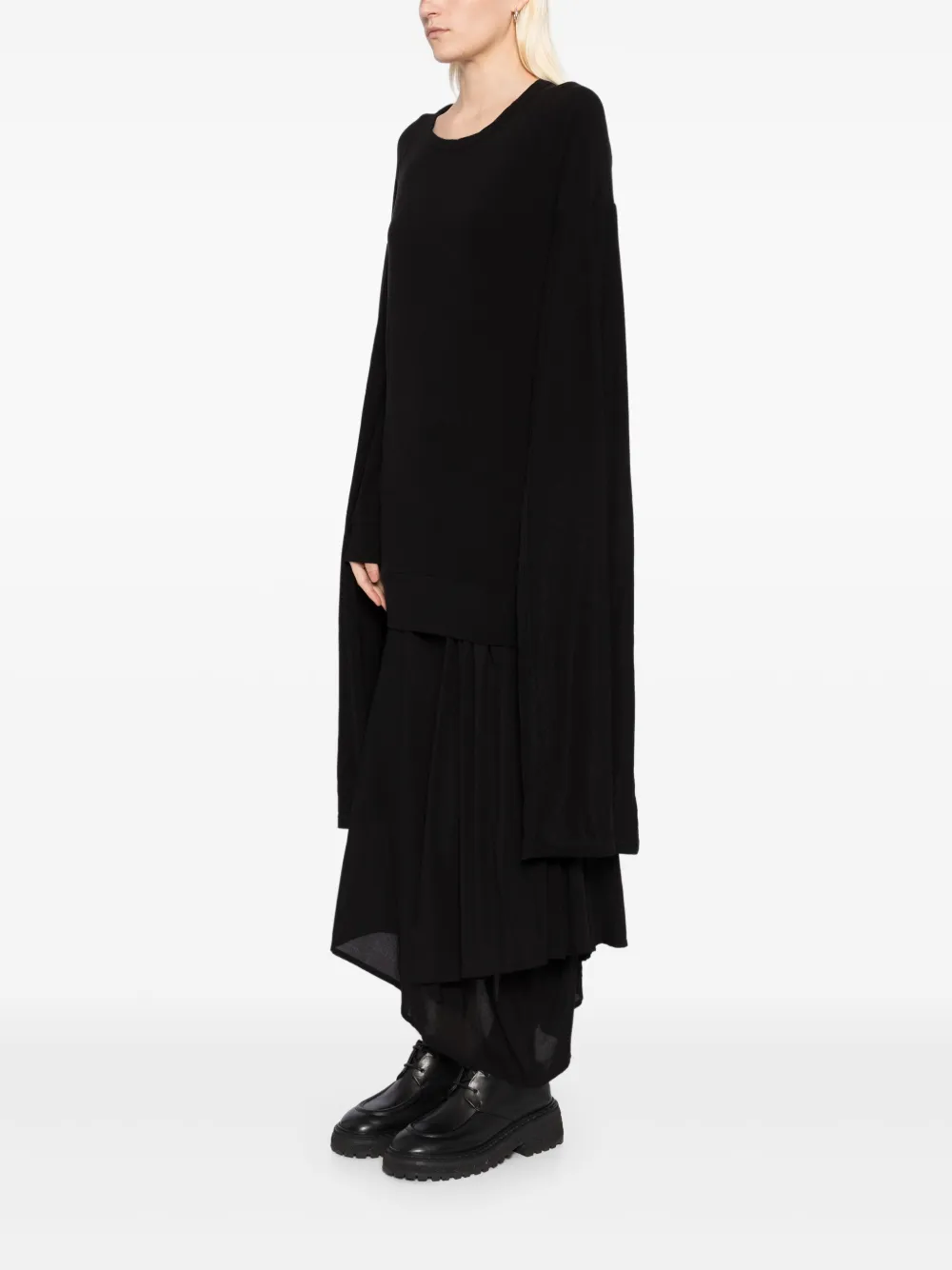 Yohji Yamamoto Top met gelaagde mouwen Zwart