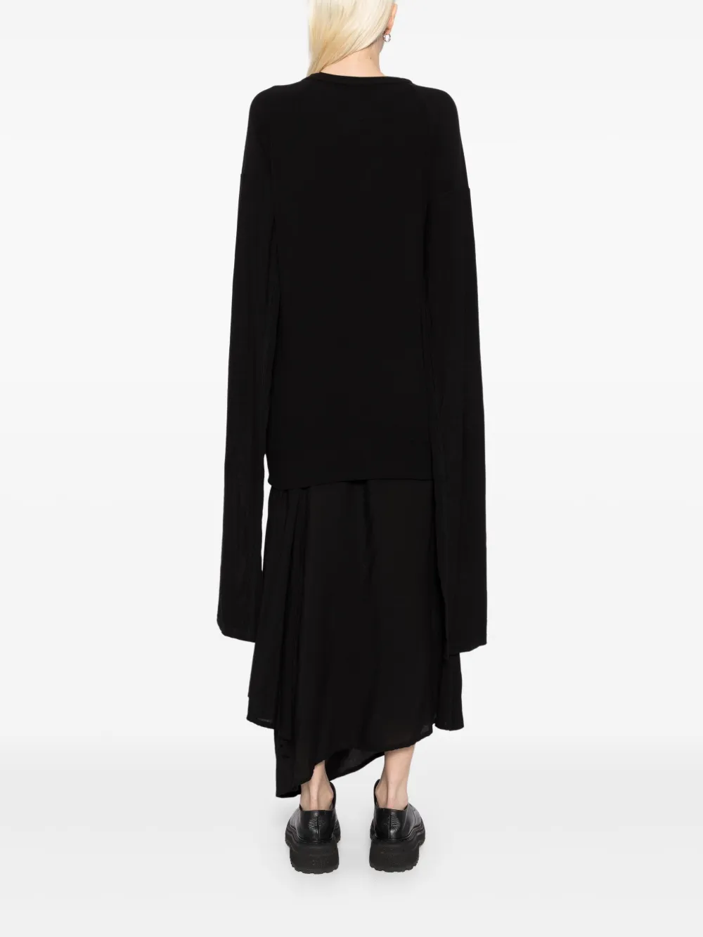 Yohji Yamamoto Top met gelaagde mouwen Zwart