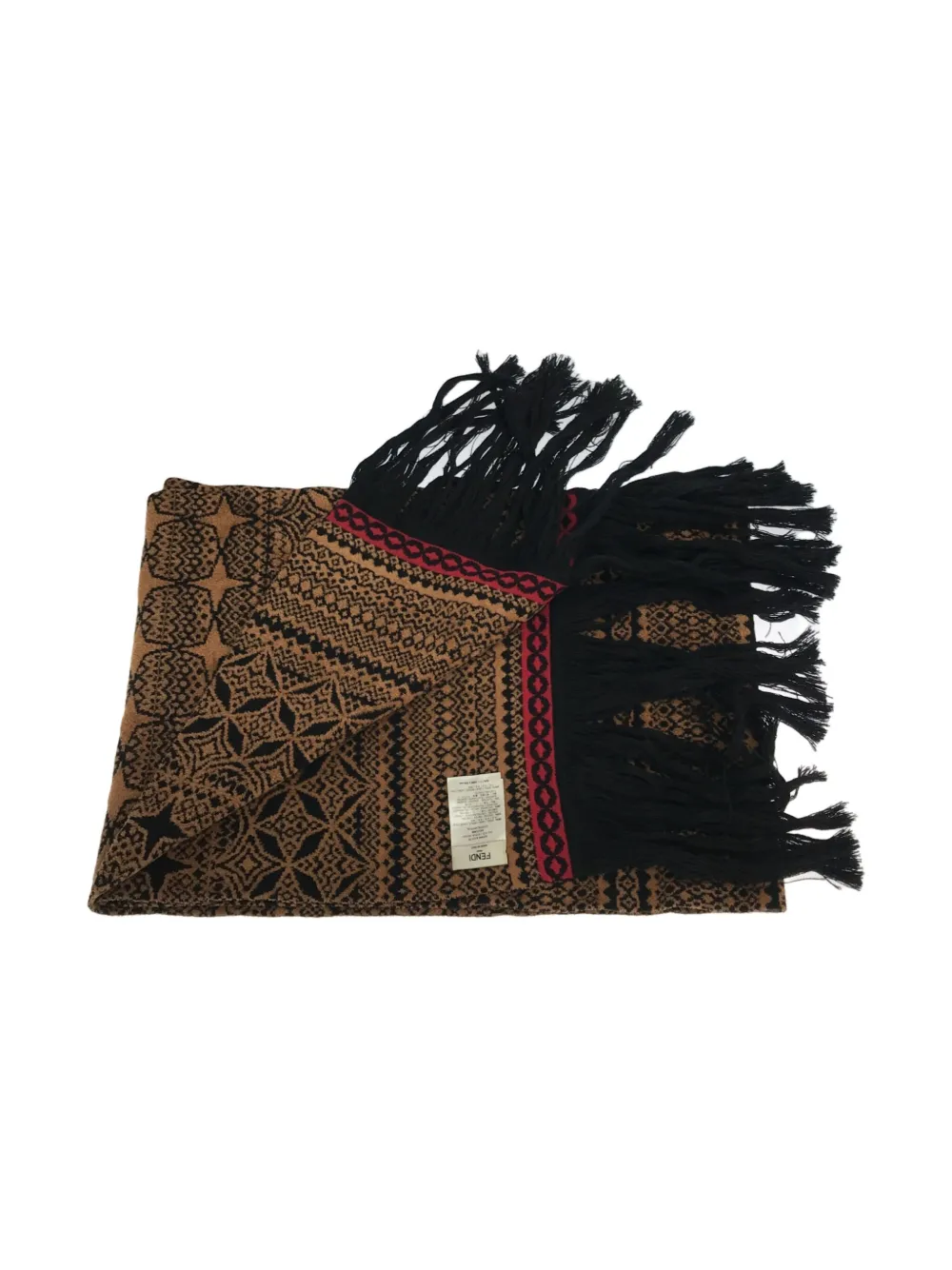 Fendi Pre-Owned 2010 graphic-intarsia scarf - Bruin