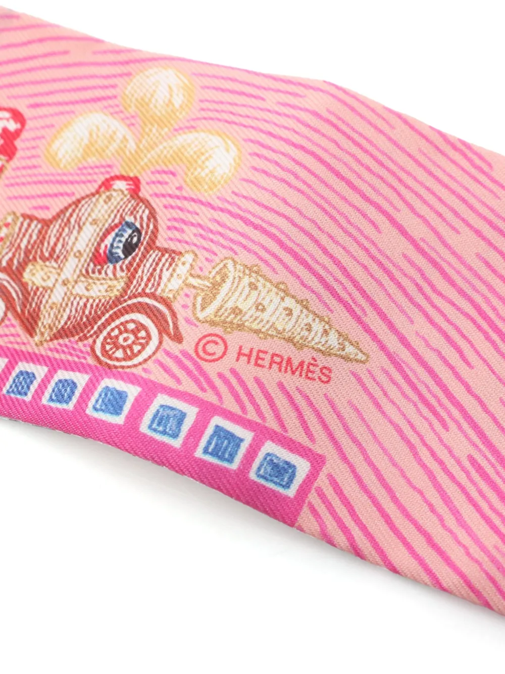 Hermès Pre-Owned 2020s Super Silk Quest Twilly scarf - Roze