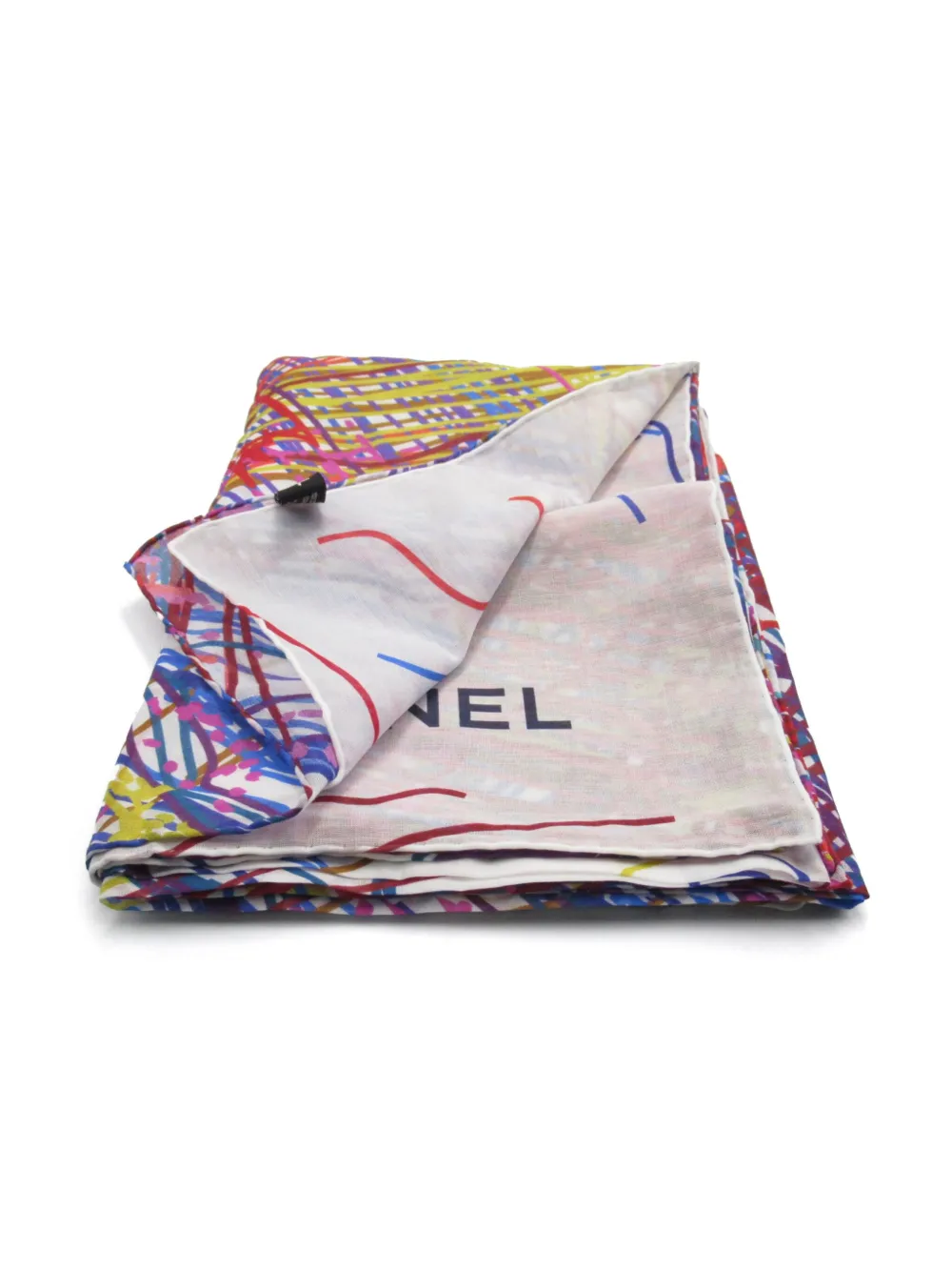CHANEL Pre-Owned 1986-1988 printed cotton scarf - Wit
