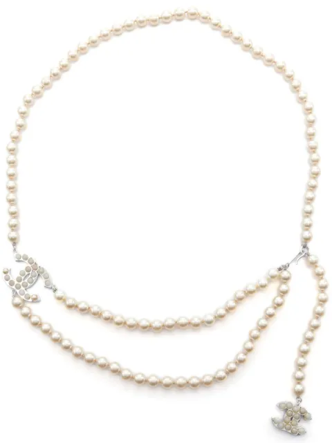 HOT SALE CHANEL 1986-1988 CC faux-pearl belt Women