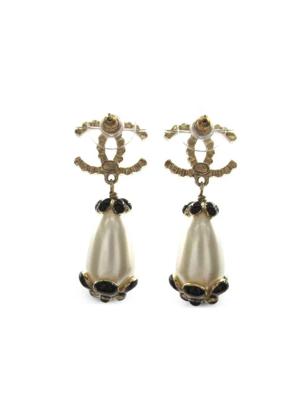 CHANEL Pre-Owned 1986-1988 CC faux-pearl earrings - WHITE, GOLD