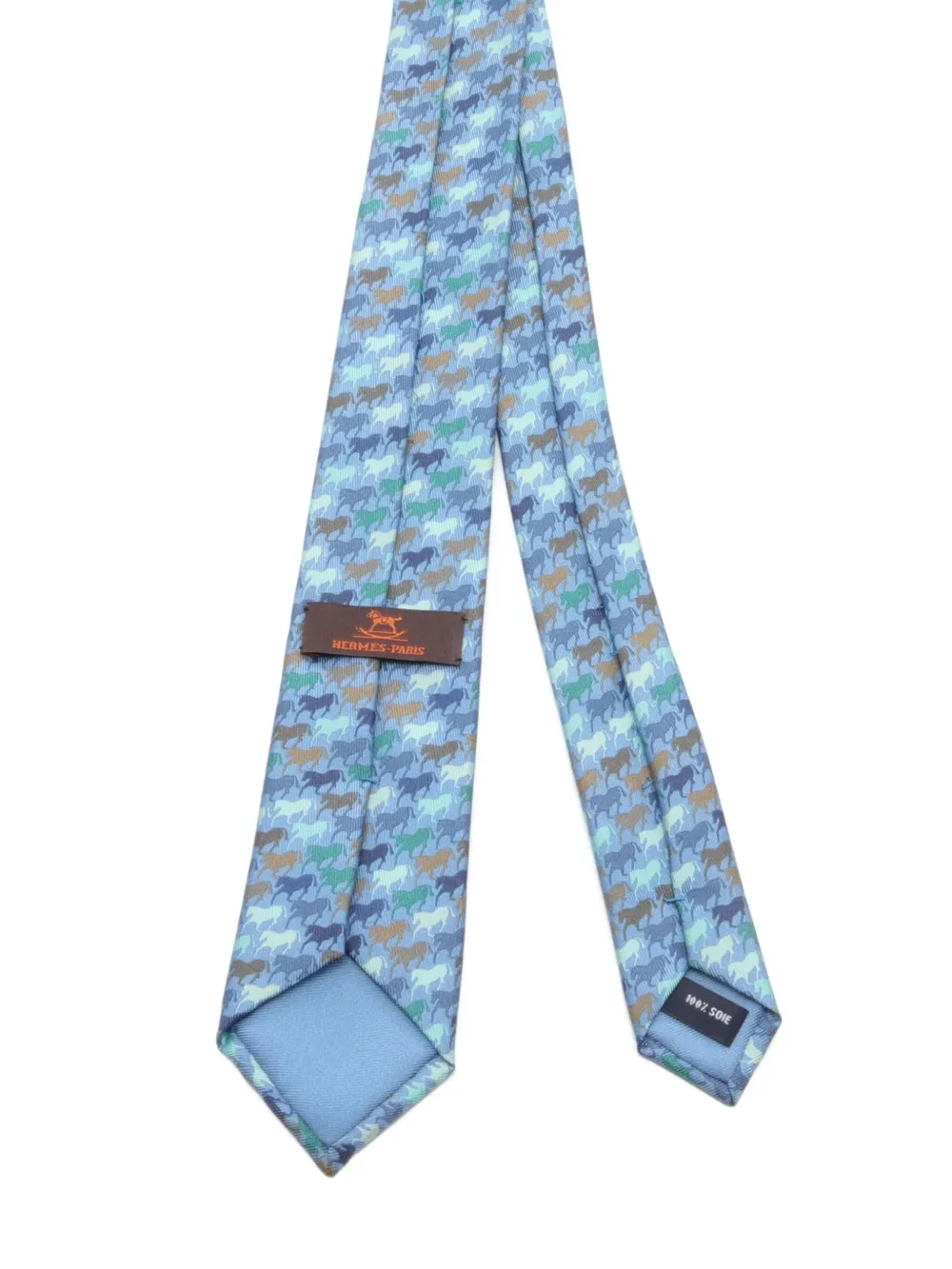 Hermès Pre-Owned 2010s horse-pattern silk tie - Light Blue, Multicolor