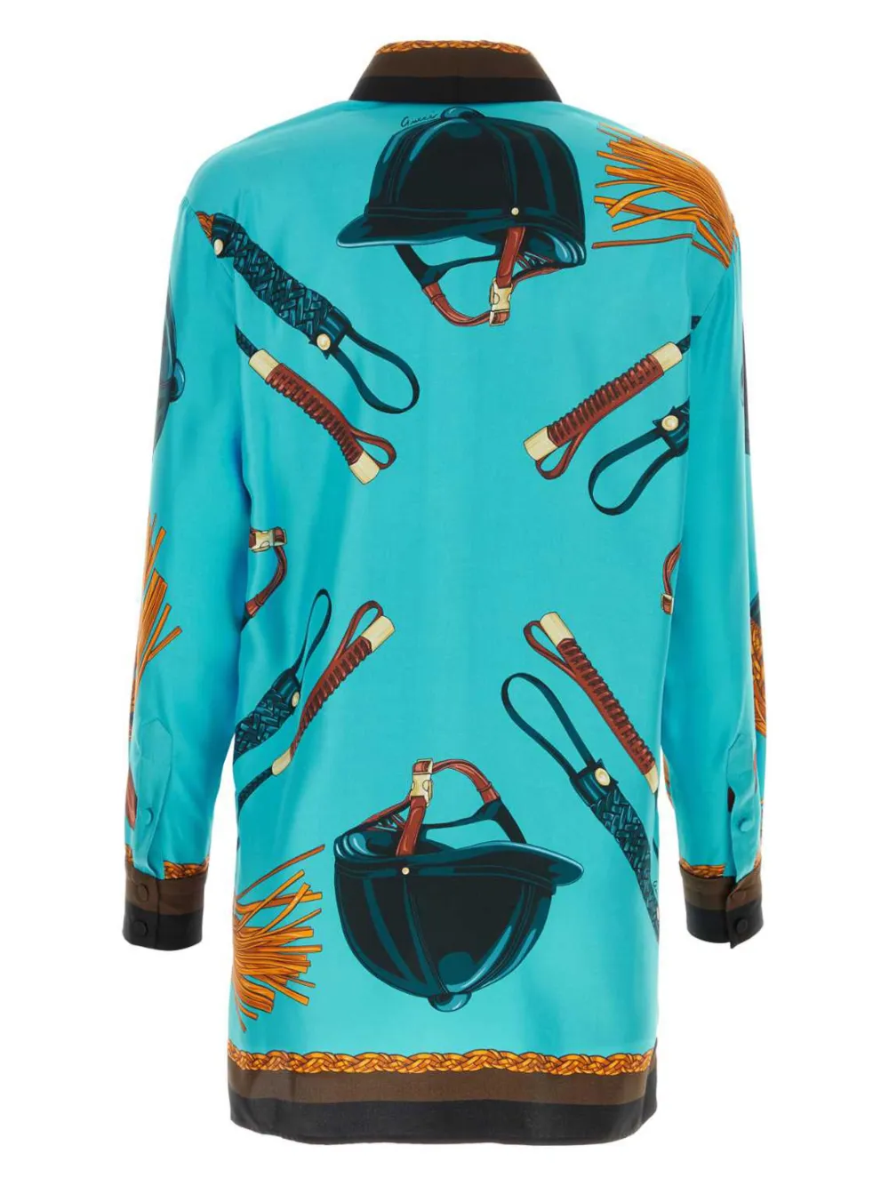 Gucci Equestrian-print silk shirt - Blauw