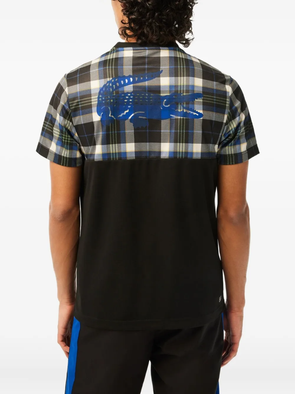 Lacoste plaid-panel T-shirt Zwart
