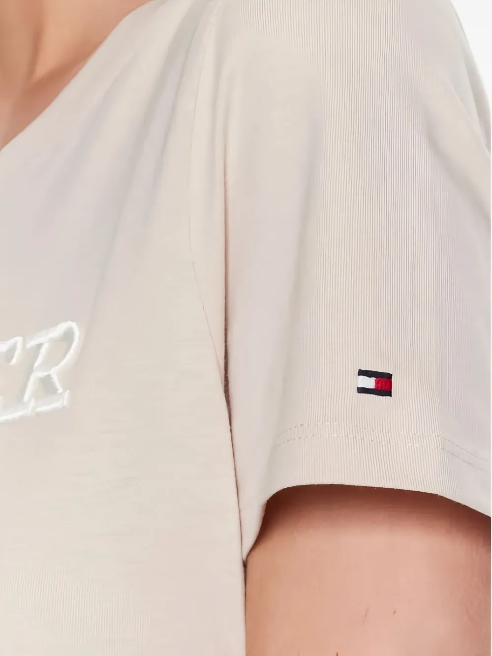 Tommy Hilfiger T-shirt met geborduurd logo Beige