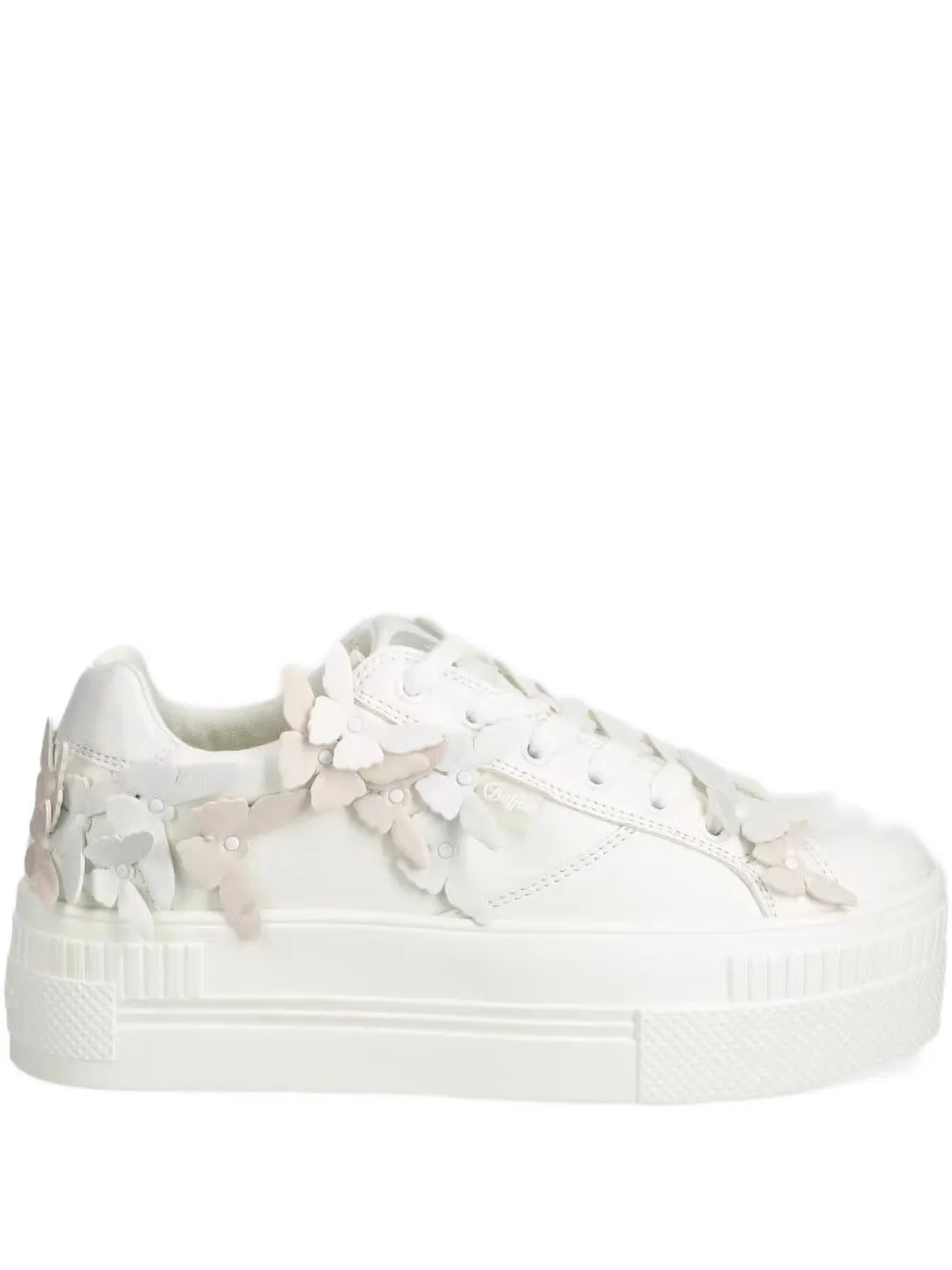 Buffalo floral-appliqué platform sneakers White