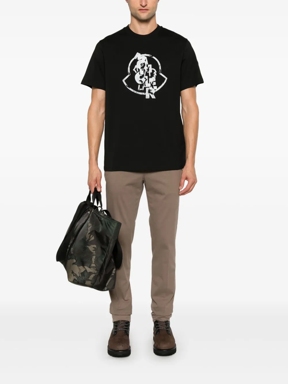Moncler T-shirt met logoprint - Zwart