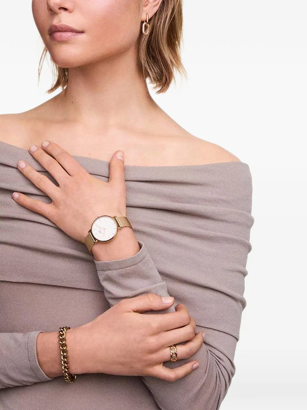 Daniel Wellington crystal-embellished chain-link earrings - Oro