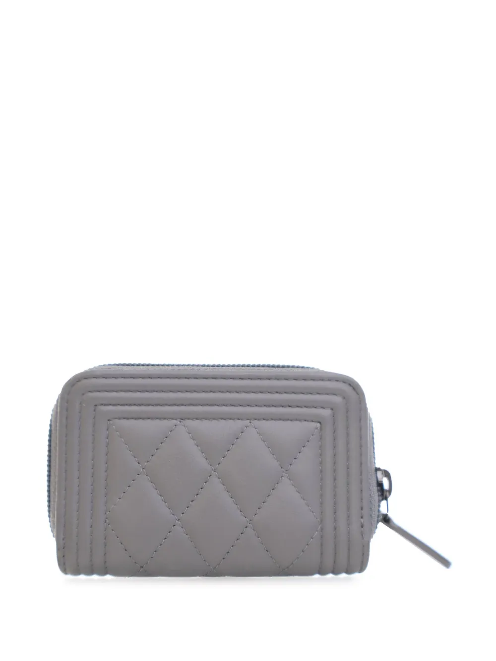 CHANEL Pre-Owned 2016-2017 Lambskin Boy coin pouch - Grijs