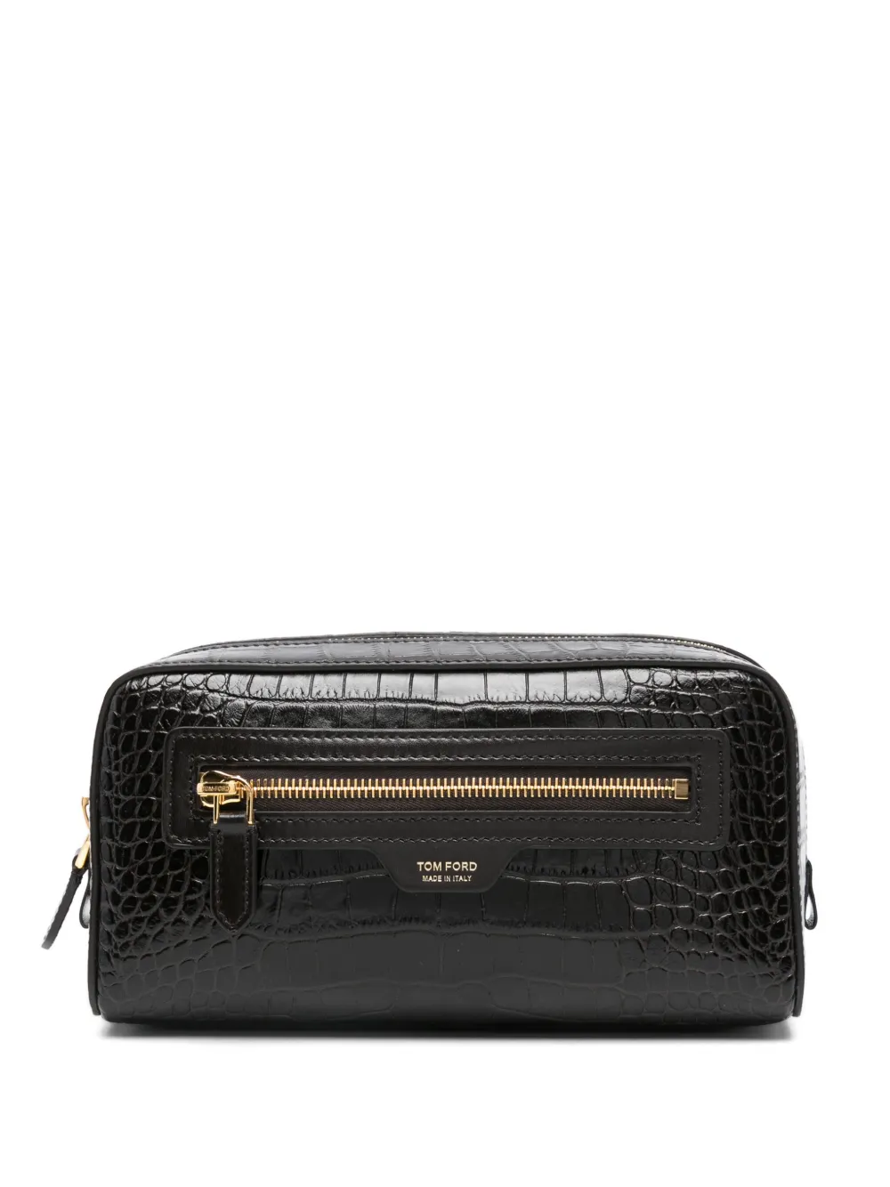 TOM FORD Clutch met krokodillen-reliëf en rits Bruin