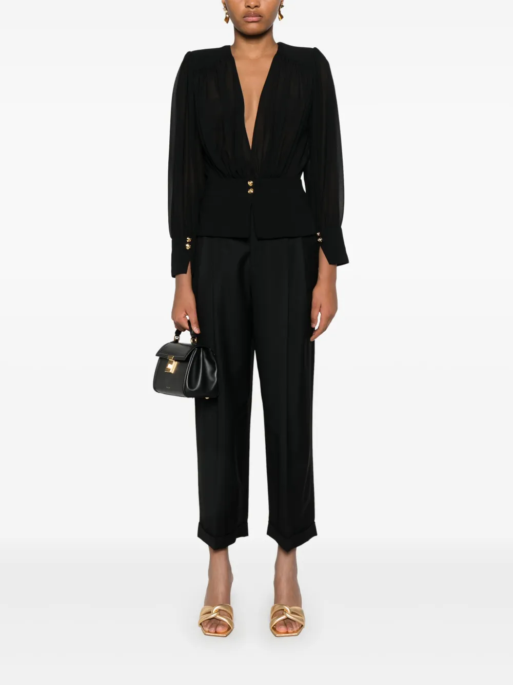 Elisabetta Franchi Georgette peplum blouse - Zwart