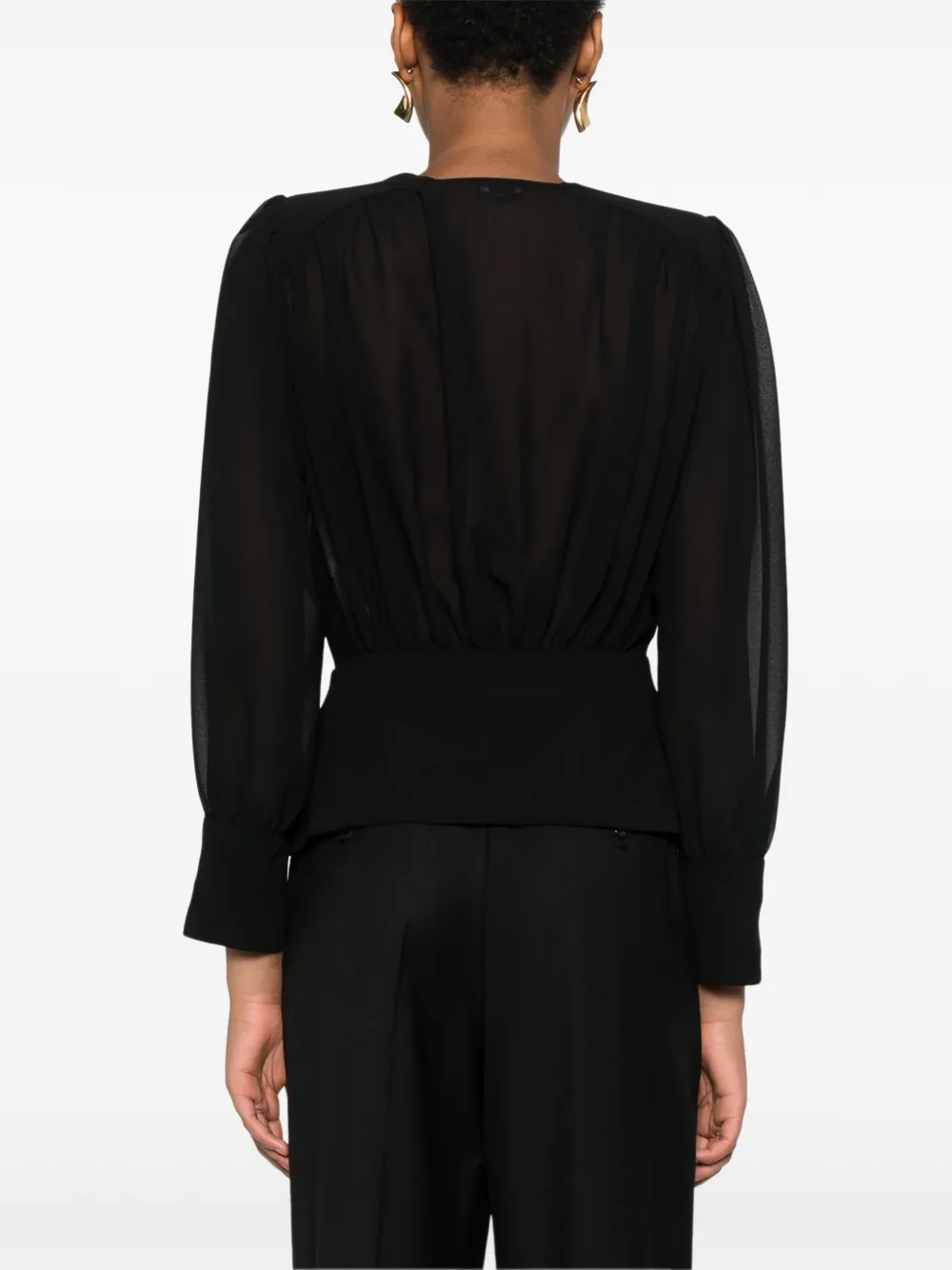 Elisabetta Franchi Georgette peplum blouse Zwart