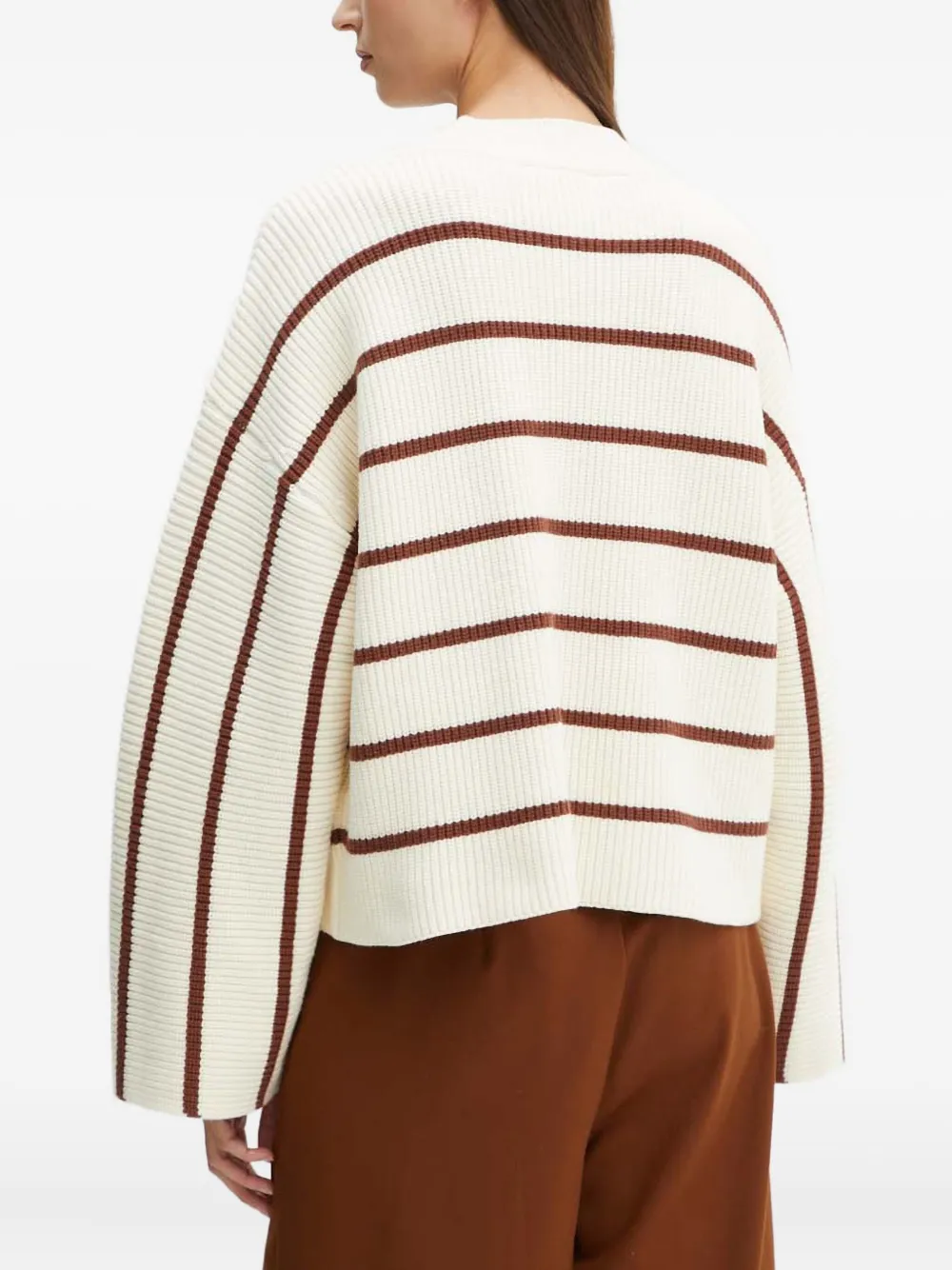 Gestuz Gestreepte trui met V-hals Wit