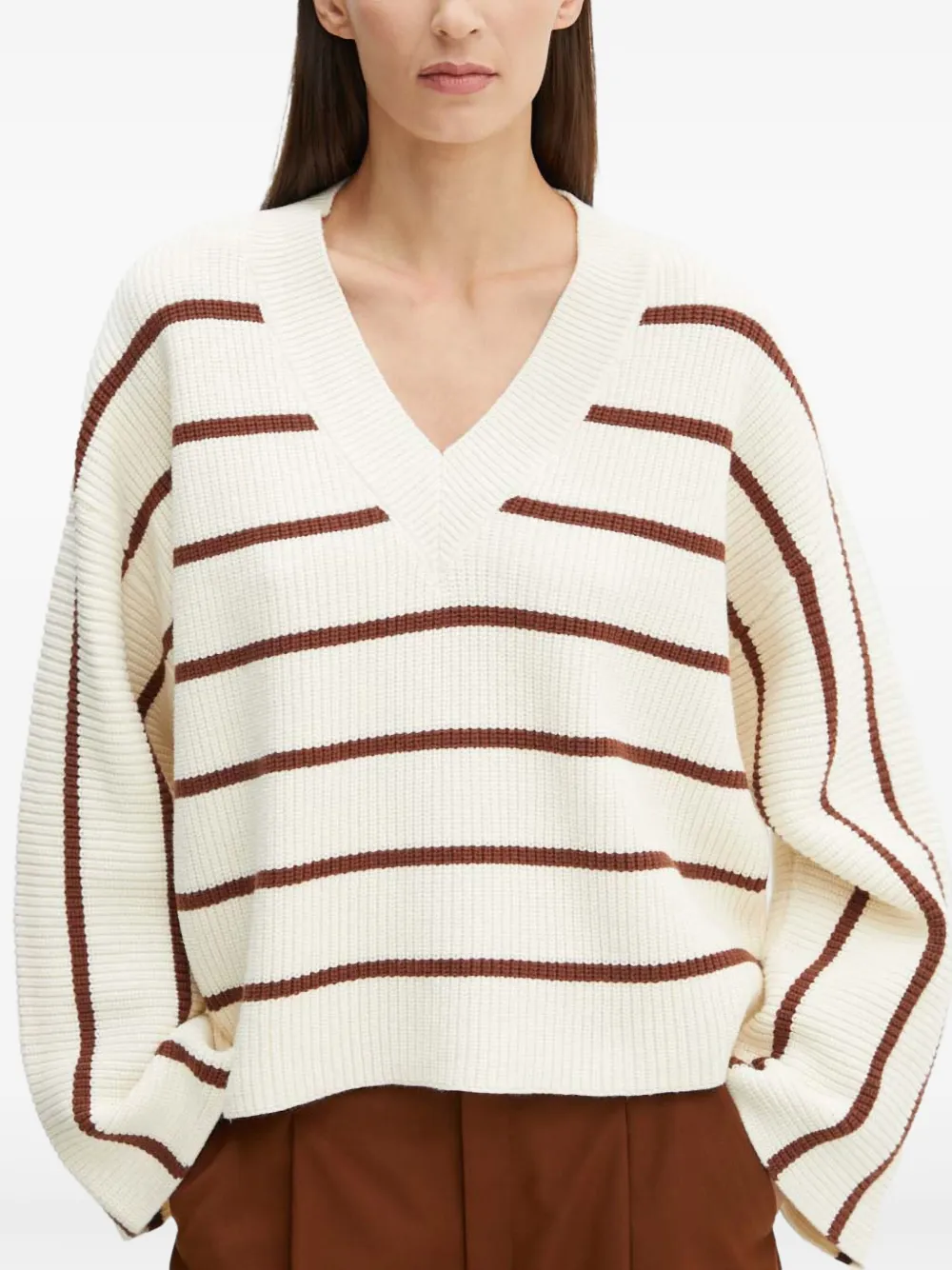 Gestuz Gestreepte trui met V-hals Wit